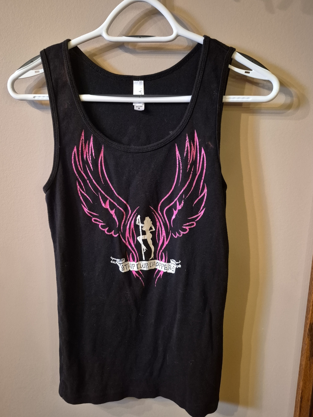 Bella Black Tank Top with Pink Wing and Cancer Ribbon On Back ***INVENTORY PURGE